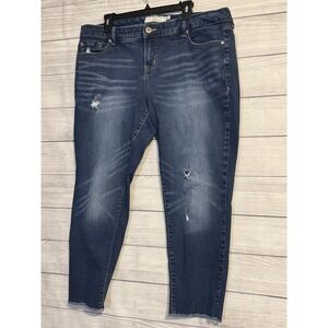 Torrid Denim First At Fit Distressed Jeans Size 18 Blue Stretch Raw Hem